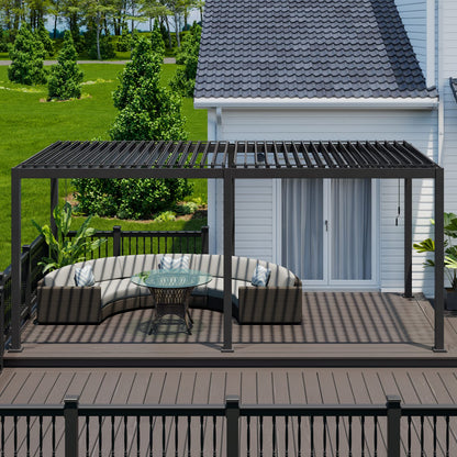 SORARA Mirador 111S Louvered Pergola 10' x 20' Aluminum Gazebo with Adjustable Roof for Outdoor Deck Garden Patio, Charcoal