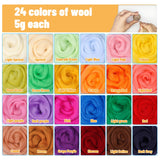 JUPEAN Needle Felting Kit, Wool Roving (5g/Color), Complete Needle Felting Starter Kit with Basic Felt Tools and Supplies Wool Fibre Spinning Craft JUPEAN