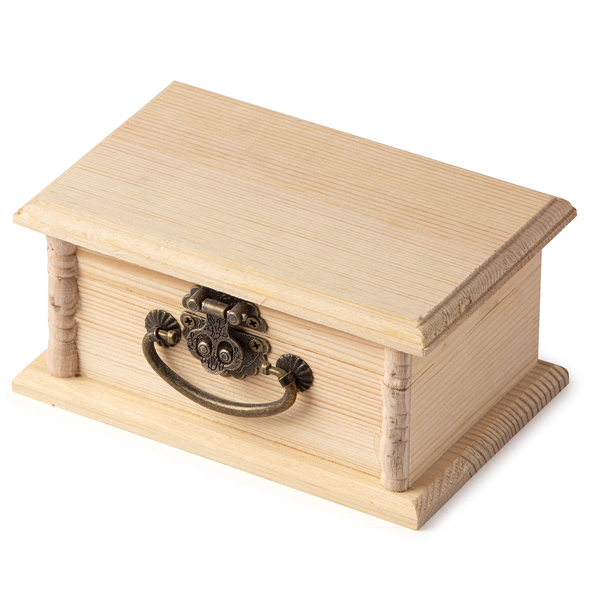 ArtMinds 5” Unfinished Wooden Box with Handle by Make Market - Ready-To-Decorate Wood Box for Trinkets, Coins, Jewlery, Valuables - Bulk 8 Pack - WoodArtSupply