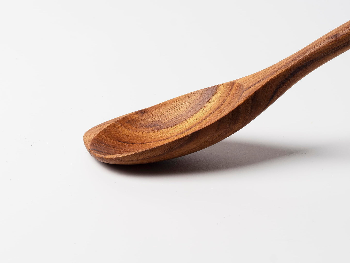 KHRUT, Teak Corner Spoon, 13.2 inch long, Teak wooden utensils, Wooden Corner Spoon, Long handle Corner Spoon for cooking, Teflon friendly, Natural