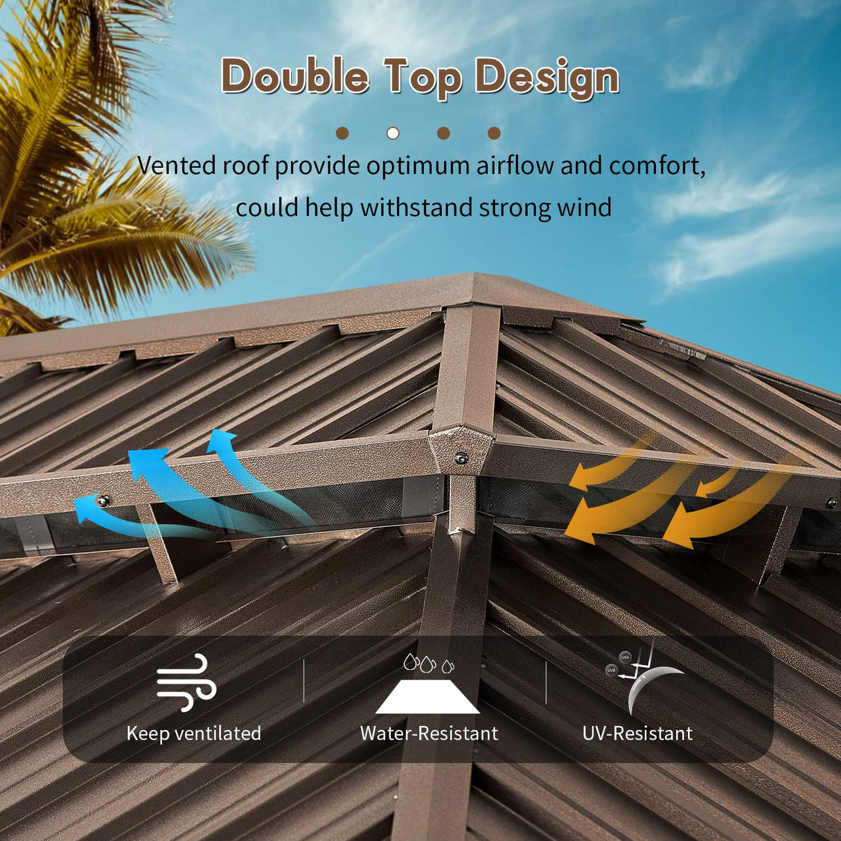 oneinmil 12x20FT Outdoor Gazebo, Heavy Duty Metal Double Roof Hardtop Gazebo with Aluminum Frame and Netting and Curtains for Patios oneinmil