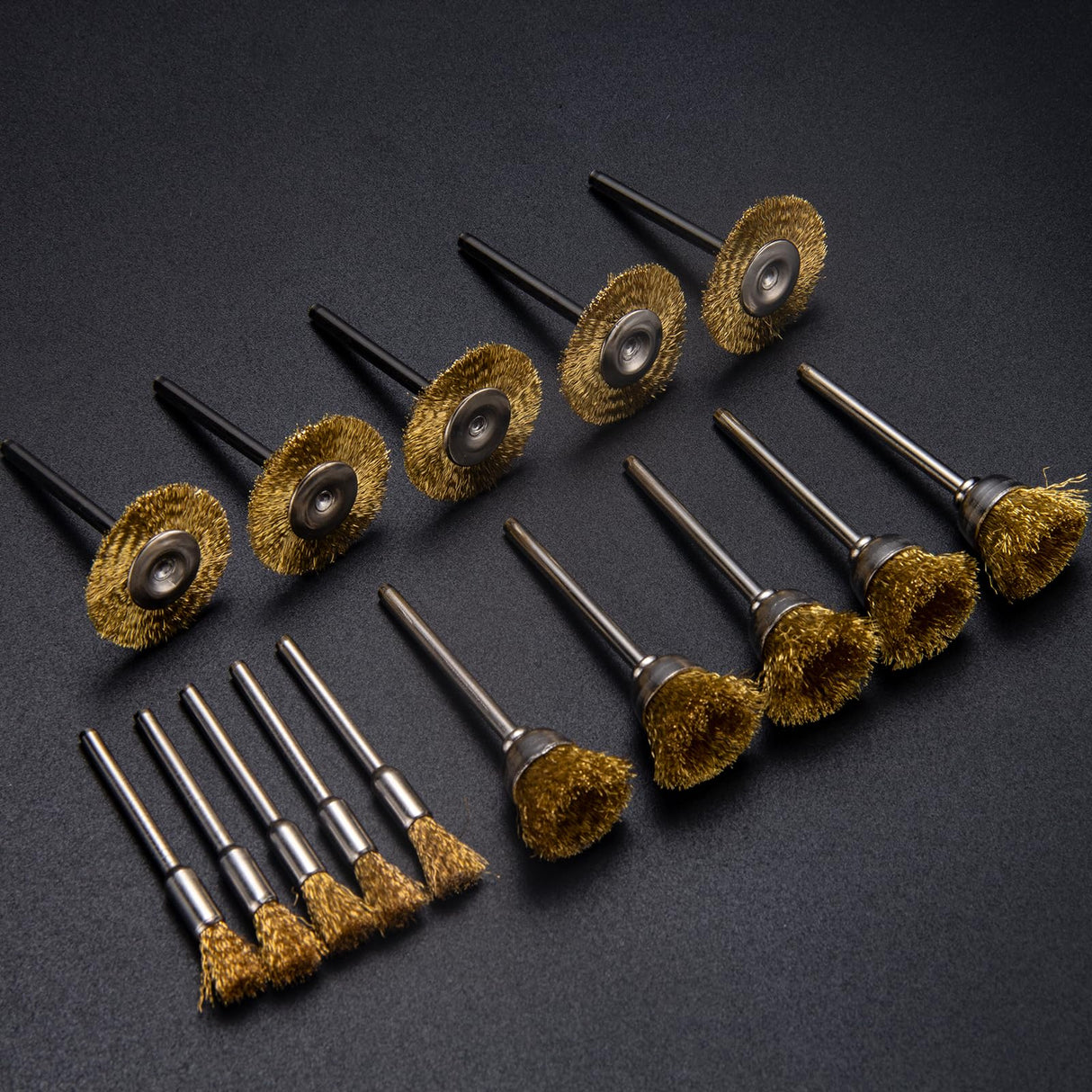 EASYIKI 15 Pieces Copper Wire Brushes, Wire Brush Wheel, Copper Wire Polishing Wheel Kits for Dremel Rotary Tools (1/8 Inch Shank) EASYIKI