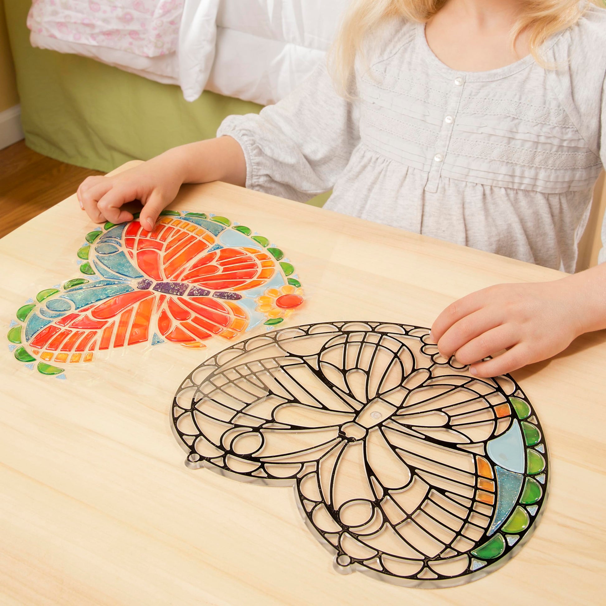 Melissa & Doug Stained Glass Made Easy Activity Kit: Butterfly - 140+ Stickers - Kids Sticker Stained Glass Craft Kit; Sun Catchers For Kids Ages 5+ - WoodArtSupply