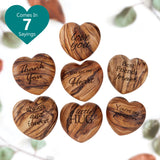 Carved Wooden Heart Shape Gifts - Love You - Engraved Olive Wood with Bamboo Stand - 5 Year Wooden for Her or Him - Christmas, Valentine's Day, Harmony Tree Collections
