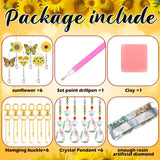 Tradder 6 Pcs 5D Sunflower Wind Chimes Kit Double Sided Butterfly Ornaments with Pendant for Summer Home Garden Hanging Ornament (2) Tradder
