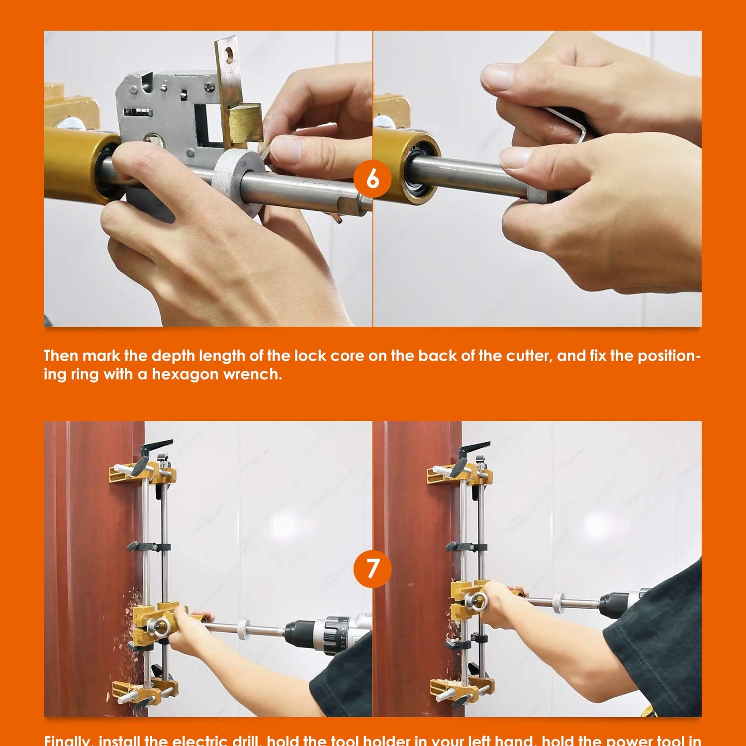Luckyway Door Lock Hole Opener Kit, Lock Mortiser for Wooden Doors.(Install/Change The Door Lock Yourself) Luckyway