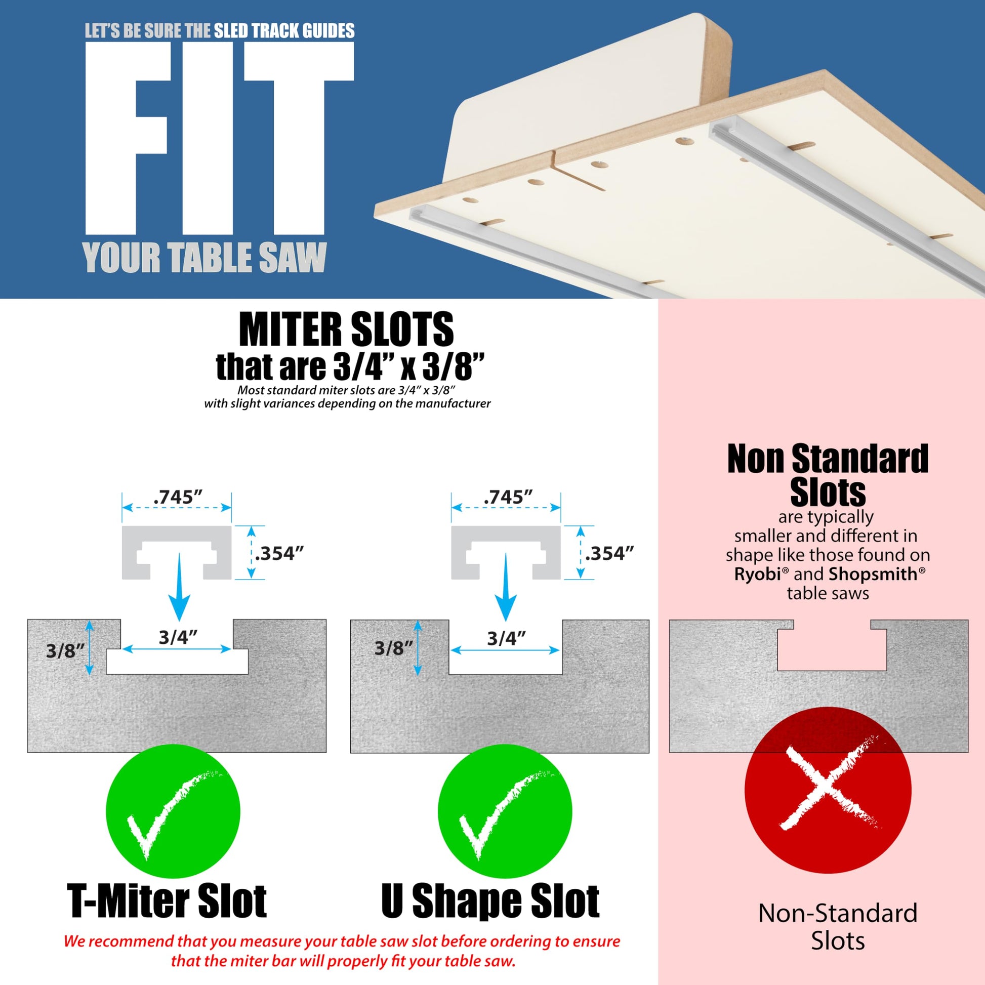 Fulton MDF Table Saw Complete Crosscut Sled Kit with 2 Aluminum Runner Track Bars • 1 Adjustable Stop • Transparent Guard along with Full Color - WoodArtSupply