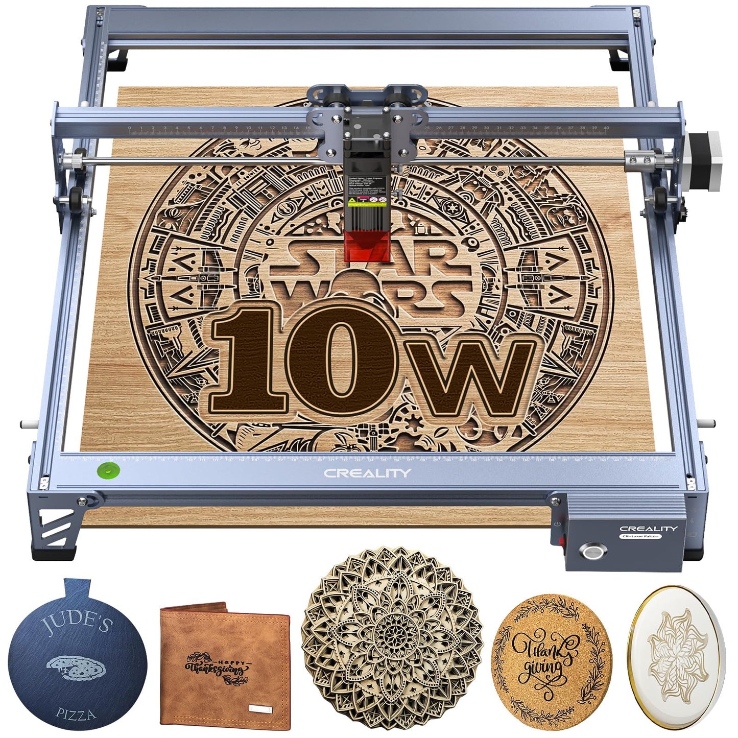 Creality Laser Engraver Machine 10W Output Power, 72W DIY Laser Engraving Machine 0.06mm High Precision Laser Cutter and Engraver for Wood and Metal,