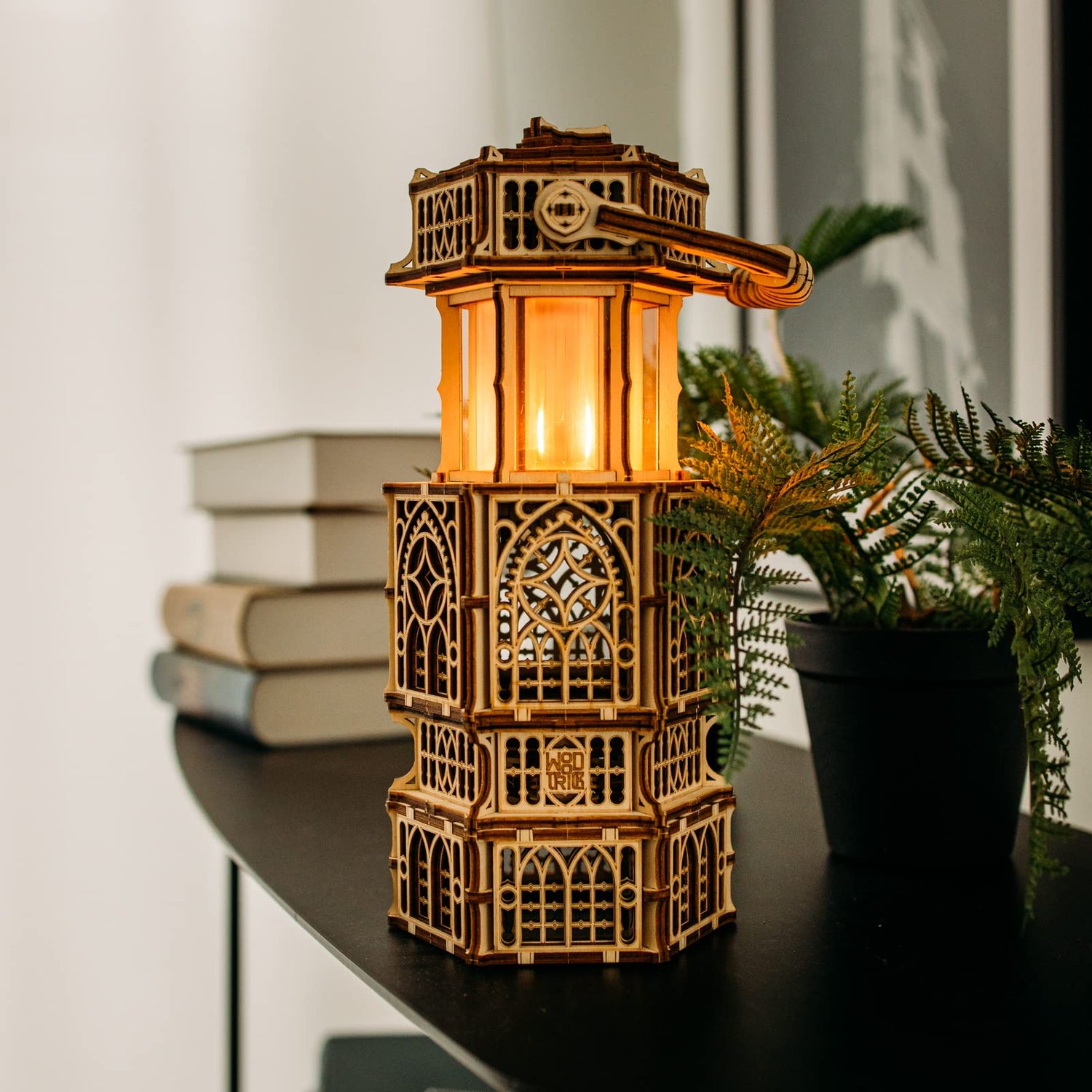Wood Trick Antique Lantern LED 3D Wooden Puzzle - Engaging DIY Model for All Ages with Two Lighting Modes Wood Trick