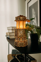 Wood Trick Antique Lantern LED 3D Wooden Puzzle - Engaging DIY Model for All Ages with Two Lighting Modes Wood Trick