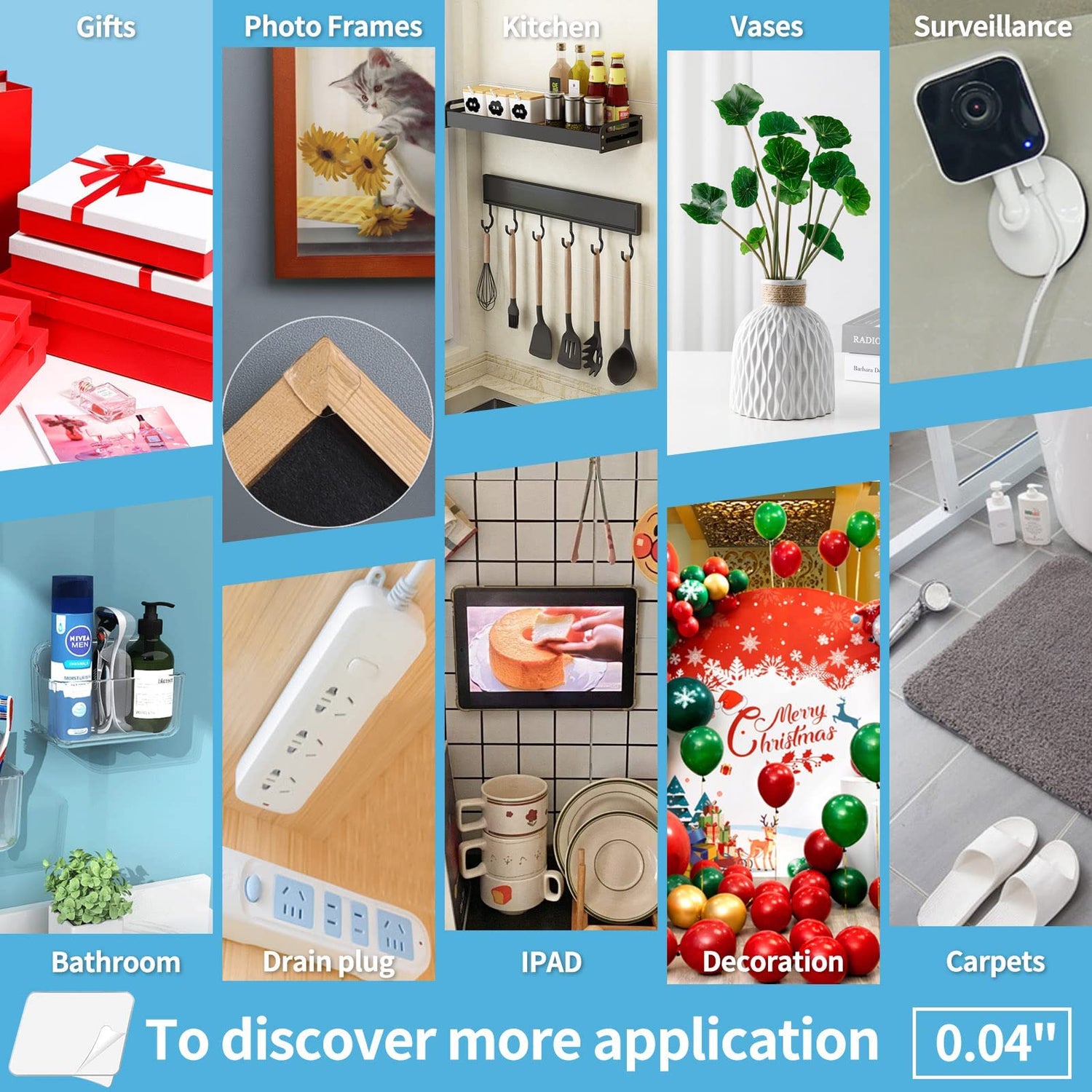 Art3d Double-Sided Tape (10FT) Mounting Tape, Multipurpose Removable Adhesive Foam Tape, Transparent Tape for Paste Items, Household Art3d