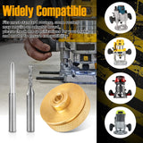 71333 Solid Brass Router Inlay Set for 1/4 Templates High RPM Routing, Includes 1/8" Carbide Spiral Bit + 1/4 Shank, Universal Quick Change Bushing, Ahuliao