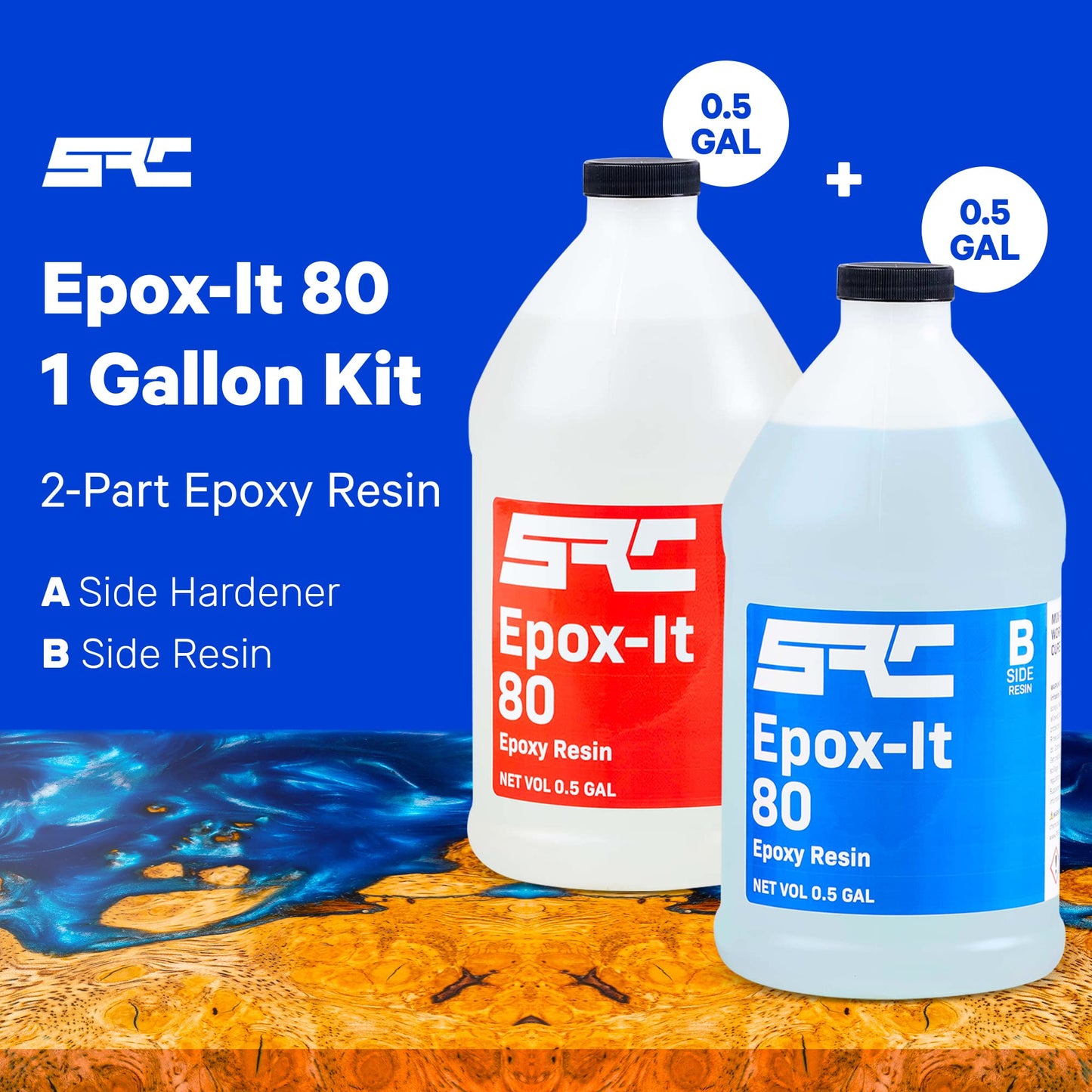 Specialty Resin & Chemical Epox-It 80 (1 Gal)| Clear Epoxy Resin Kit for Beginners & Experts| Clear Epoxy Coating for Bar Top, Countertop, - WoodArtSupply