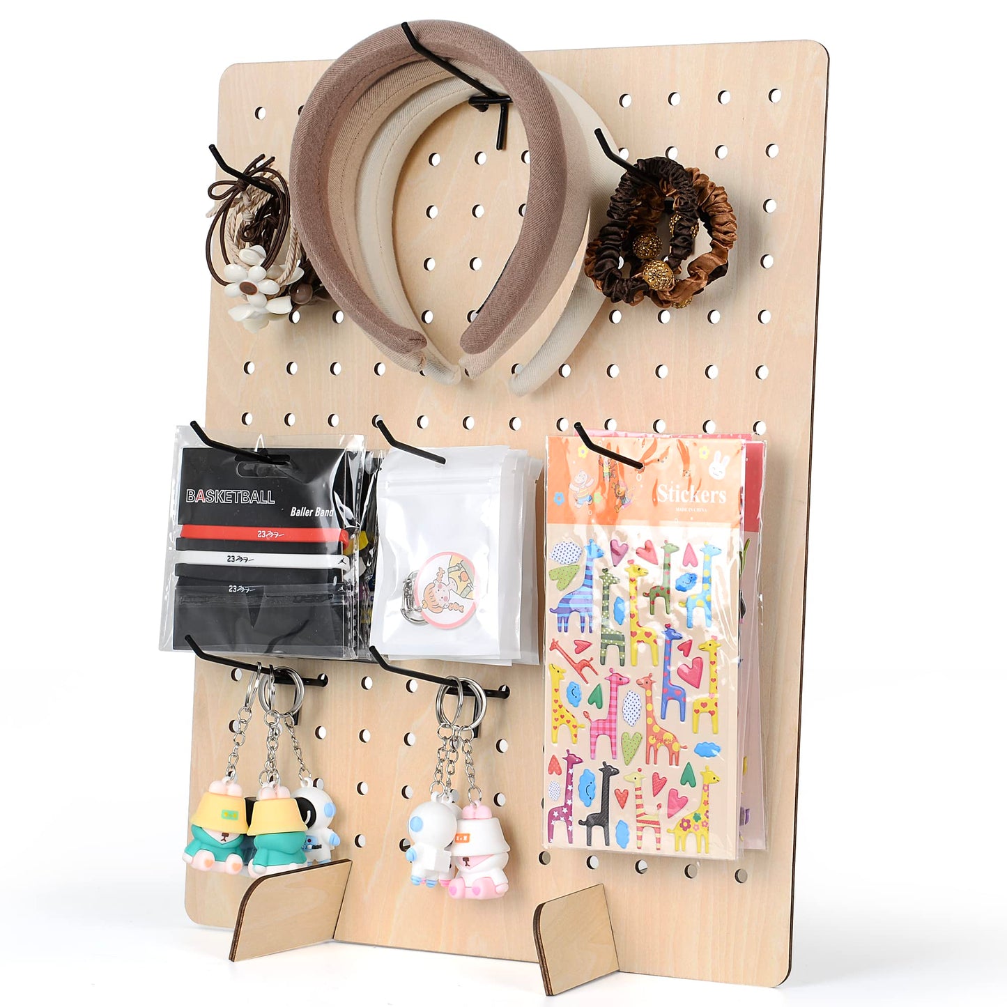 Wooden Pegboard Display Stand Retail Rack - Necklace Holder Earring Display Stands for Selling and Craft Shows - Jewelry, Pin, Stickers & Keychain