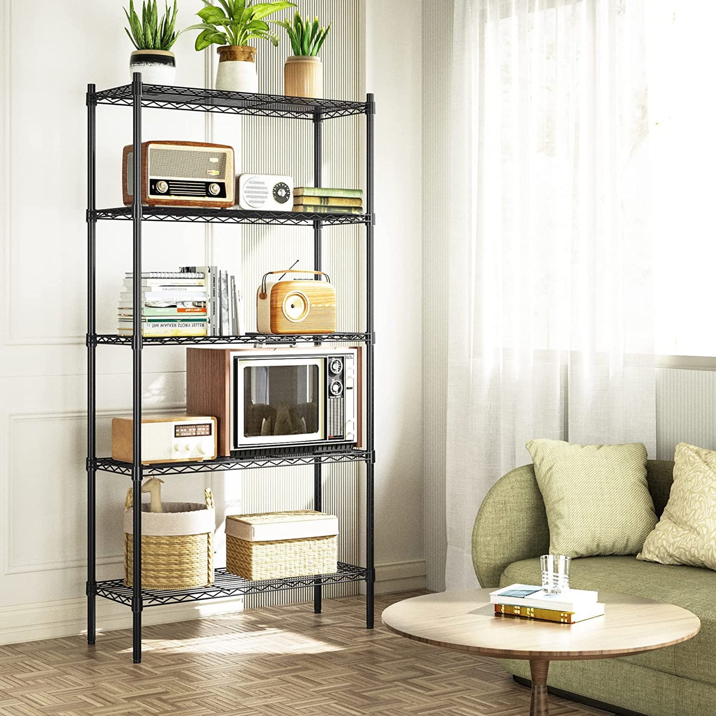 Simple Deluxe Heavy Duty 5-Shelf Shelving Unit 1250Lb Capacity, 29.92" D x 13.98" W x 62.99" H, 5 Tier, Black - WoodArtSupply