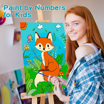 Volmop 3 Pack Paint by Numbers for Kids Ages 8-12,10 * 8 Color by Number  for Kids Framed Canvas with 17 Acrylic Paints and 6 Brushes, Kids'Paint by