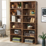 6-Tier Brown Wooden Bookshelf with Cabinet Doors - Multi-Functional Storage for Home Office and Living Spaces oneinmil