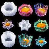 3 Shapes Resin Candle Holder Silicone Moulds Crystal Shape Candle Holder Mould Flower Lotus Tealight Resin Mould Lotus Candlestick Epoxy Casting Patelai