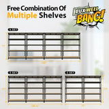 BuxWellBang 48" W x 24" D x 72" H Adjustable Garage Storage Shelves - 5-Shelf Heavy Duty Shelving Unit, Metal Utility Storage Organizer Racks for BuxWellBang