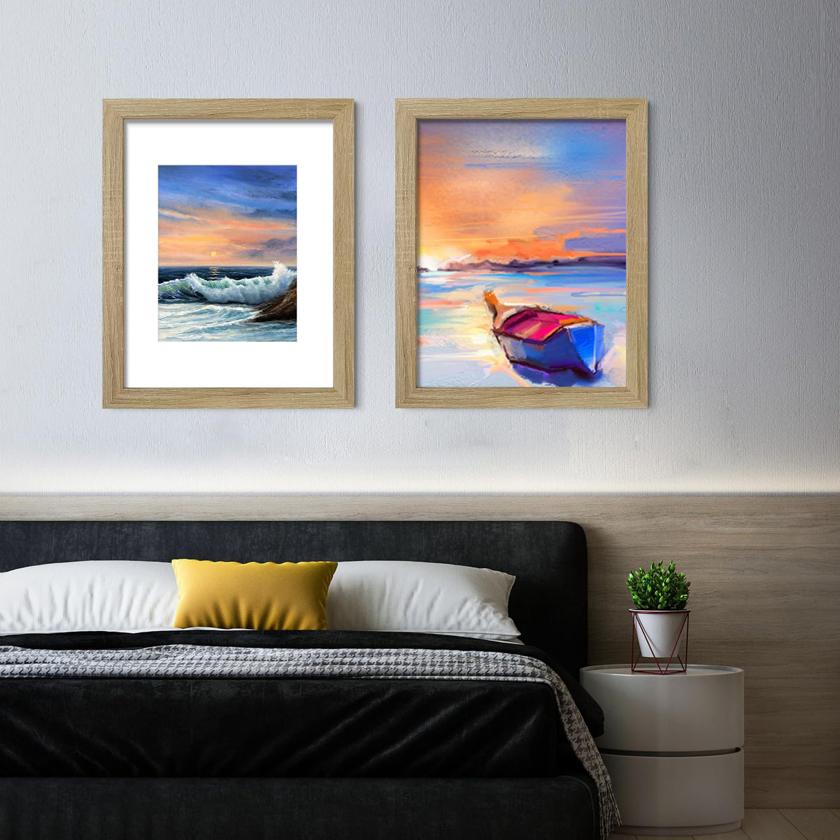 LUCKYLIFE 16x20 Frames, 16x20 Picture Frame for Wall, Display Pictures 11x14 with Mat or 16x20 without Mat, Pack of 2, Natural Woodgrain LUCKYLIFE