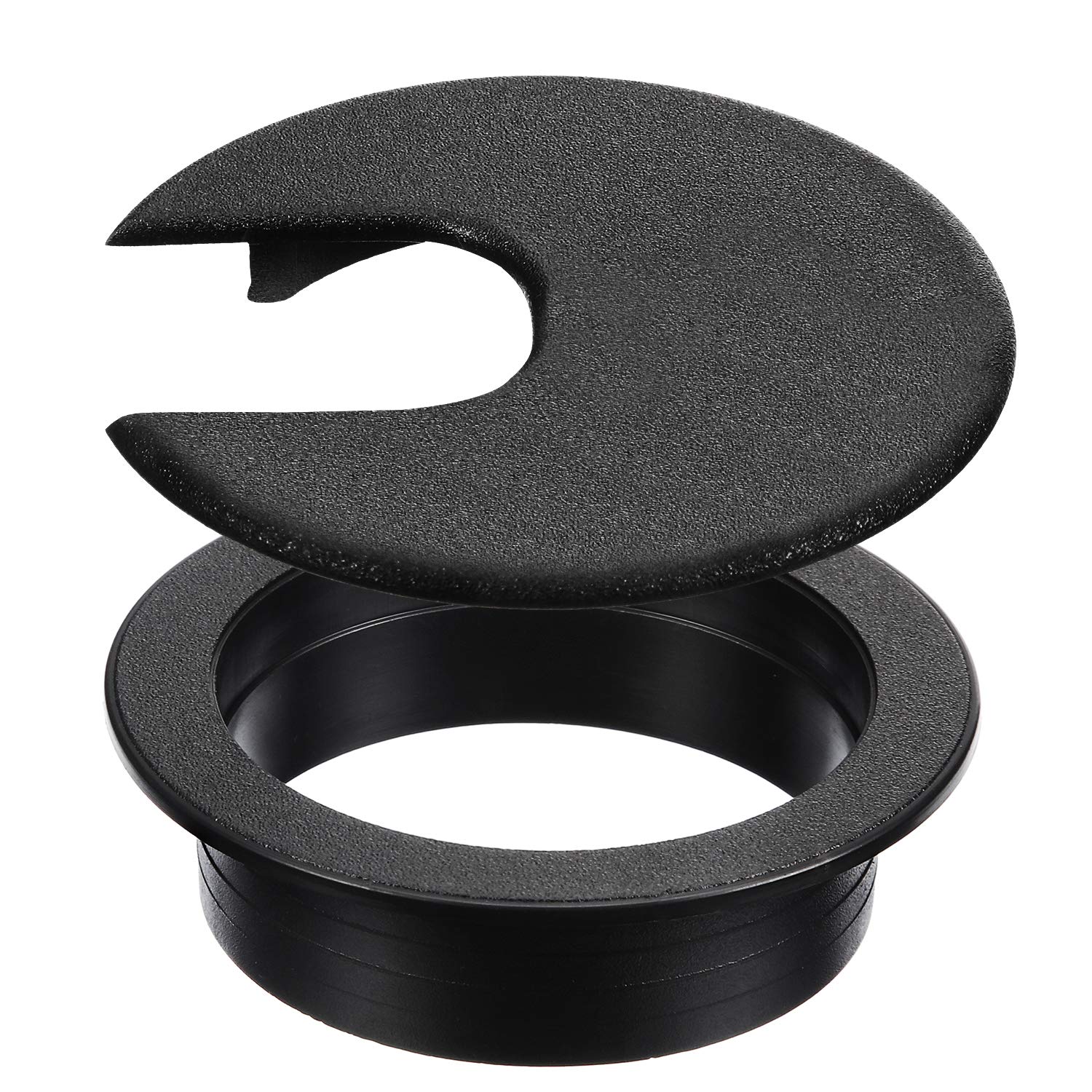 SATINIOR 10 Packs Black Desk Cable Wire Grommet Cord, PC Computer Desk Plastic Grommet Cord, Tidy Cable Hole Cover Organizers (Black, 50 mm/ 2 Inch SATINIOR