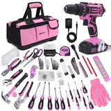 KingTool 267-Piece Tool Kit Set - Pink Tool Set with 21V Crodless Pink Power Drill Driver, Tool kit for Women with Pink Tool Storage Bag, Womens Tool KINGTOOL