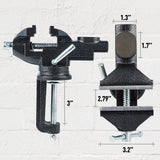 Table Vise or Bench Vise Universal, 360° Swivel Clamp-On Vise Portable Home Vice 3.2'' for Woodworking, Cutting Conduit, Drilling, Metalworking STEINBRÜCKE