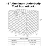 ARKSEN 18 Inch Heavy Duty Aluminum Bar Tread Tool Underbody Box, Waterproof Square Truck Storage Organizer Chest for Pick Up Truck Bed, RV Trailer ARKSEN
