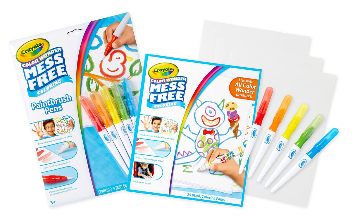 Crayola Color Wonder Mess Free Paintbrush Pens & Paper, Toddler Painting Set, Arts And Crafts For Kids Crayola