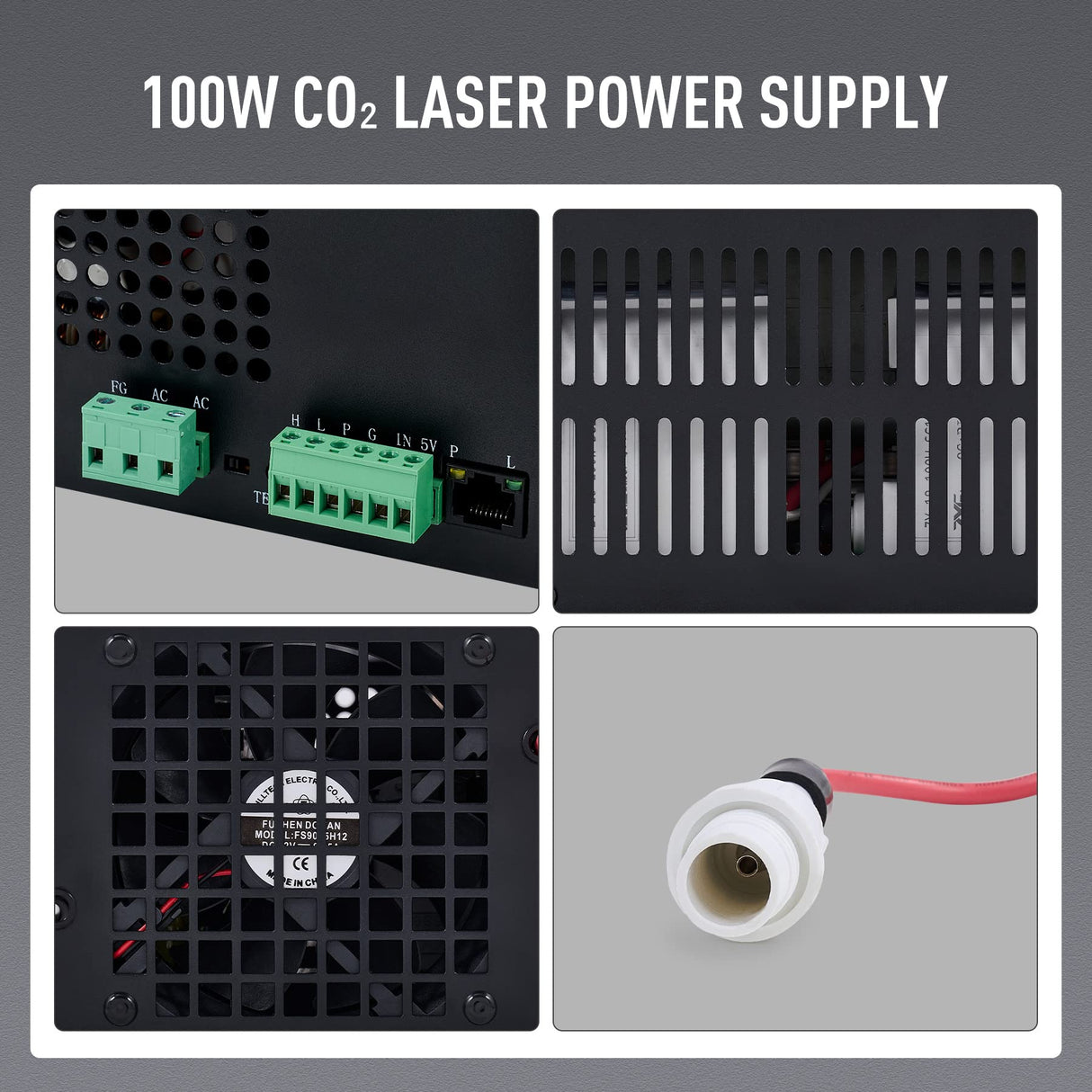 OMTech 100W Laser Power Supply for CO2 Laser Engravers Cutters, Digital Power Supply with Real Time Display Safety Protection, MYJG-100 Power Supply OMTech