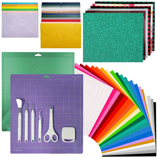 Accessories Bundle for Cricut Makers Machine Supplies- Includes Weeding Tools, Heat Transfer, Adhesive Vinyl Sheets for 71pcs Craft Starter Kit,