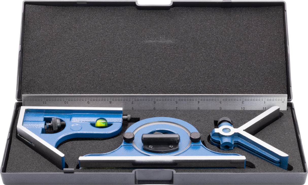 4 pc 12" Machinist Combination Square Set, Includes Square Head, Center Head, Protractor Head, Blade CME Tools