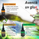 Riverruns UV Clear Glue Three Glue Formula Thick,Thin and Super Flew +12 LED Power Light Fly Tying for Building Flies Flies Heads Bodies and Wings Riverruns