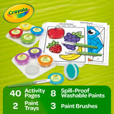 Crayola Spill Proof Paint Set (8ct), Washable Toddler Paint Kit, with Activity Pages, Kids Paint Brushes, Paint Pots, Ages 3+ Crayola