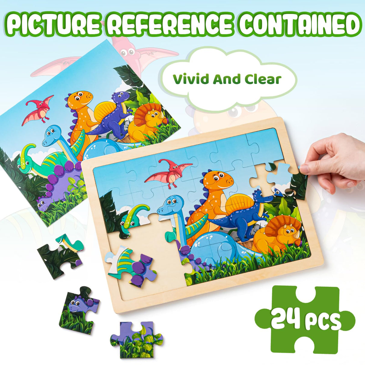 240 Piece Art Set & 6 Pack Wooden Dinosaur Puzzles for Kids VigorFun