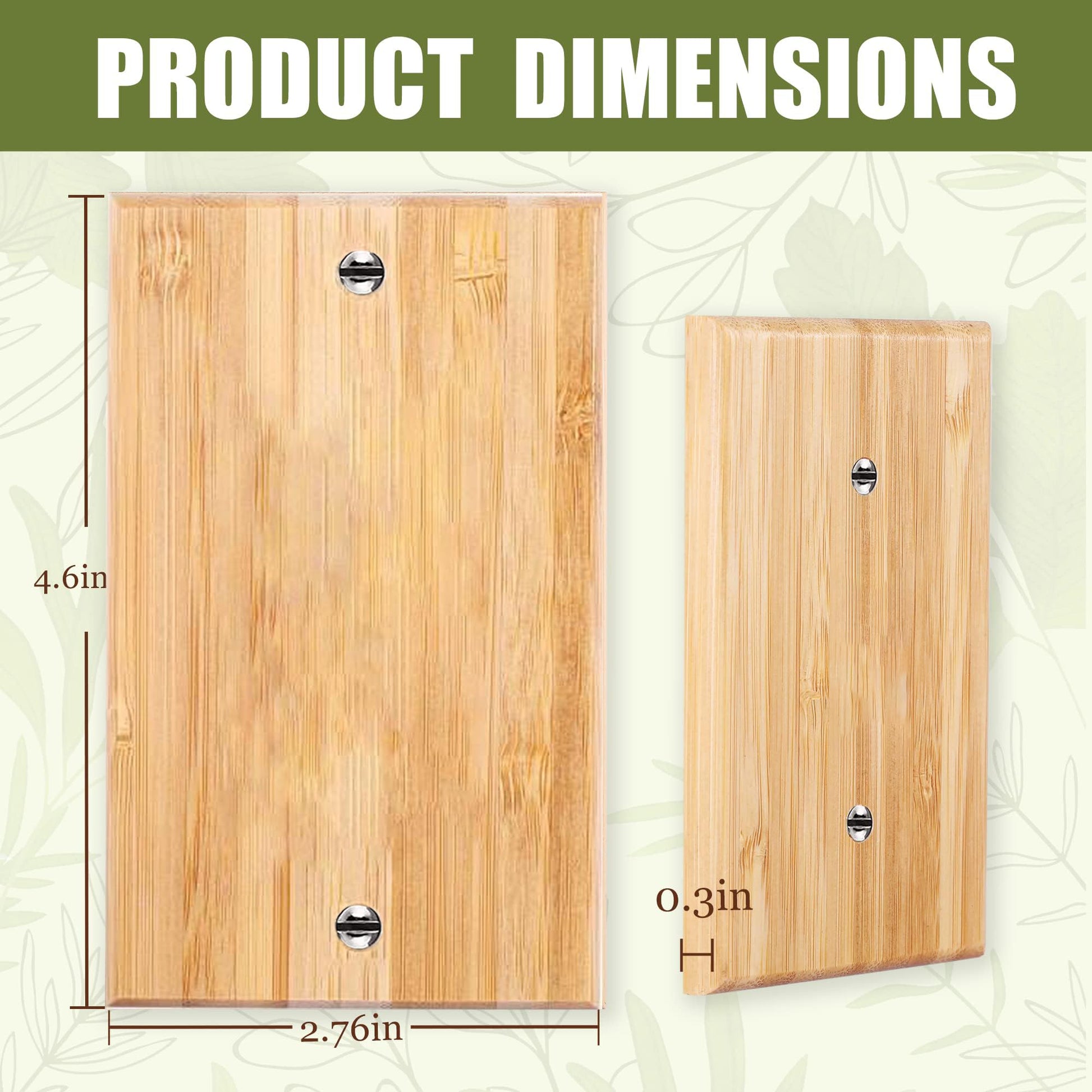 Solid Wood Single Toggle Light Switch Plate 4.5" X 2.76" Bamboo Light Switch Cover Quality Raw Wooden Decorative Blank Light Switch Cover Plate - WoodArtSupply