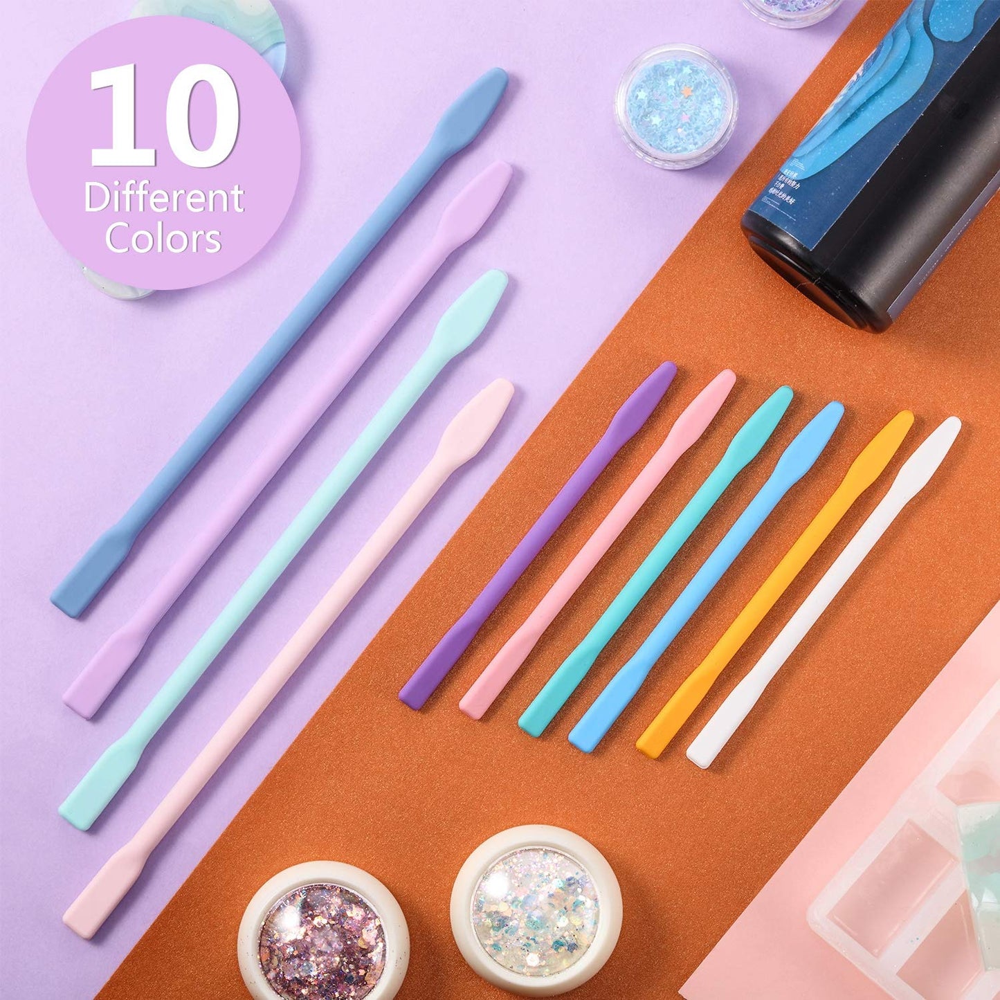 10 Pieces Silicone Stir Sticks Resin Mix Sticks Facial Make Up Stirring Rods for Mixing Resin Liquid Paint Epoxy DIY Crafts, 2 Sizes