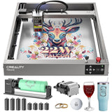 22W Laser Engraver 4-in-1 Rotary Roller Kit for Glass Tumbler Ring, Air Assit 120W Laser Cutter Laser Engraving Machine for Wood Metal Acrylic CNC CREALITY FALCON