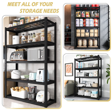 REIBII Garage Shelving Heavy Duty Load 2000Lbs Adjustable 5-Tier Garage Storage Shelves Heavy Duty Metal Shelving for Garage Storage Rack Shelf for REIBII