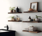 IKJZIZP Rustic Farmhouse Floating Shelves for Wall Decor Storage Wood Wooden Wall Shelves for Bedroom Bathroom Kitchen Living Room - Brown Set of 4 IKJZIZP