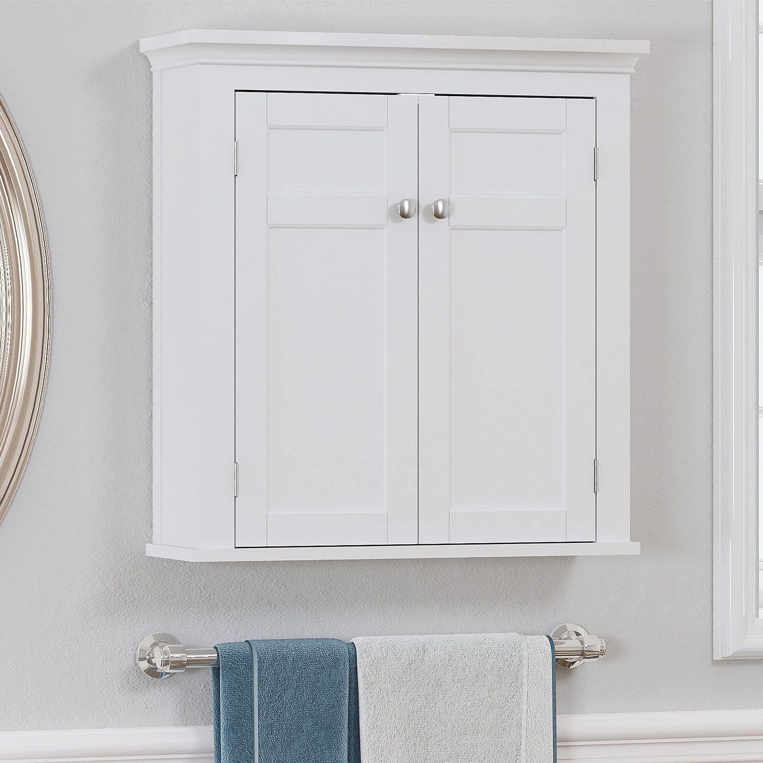 Spirich White Wall-Mounted Bathroom Cabinet with Adjustable Shelves and Doors Spirich