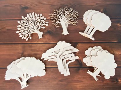 ARMLAZER 18pcs Plywood Tree Mockup Home Wall Decor Applique Tree Family Tree 6 Inch Unfinished Wood Craft - WoodArtSupply