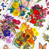 MIKIYA 103Pcs Dried Pressed Flowers with Butterfly Stickers for Resin Molds, Real Natural Bulk Dry Floral Leave for DIY Art Crafts, Epoxy Jewelry, MIKIYA