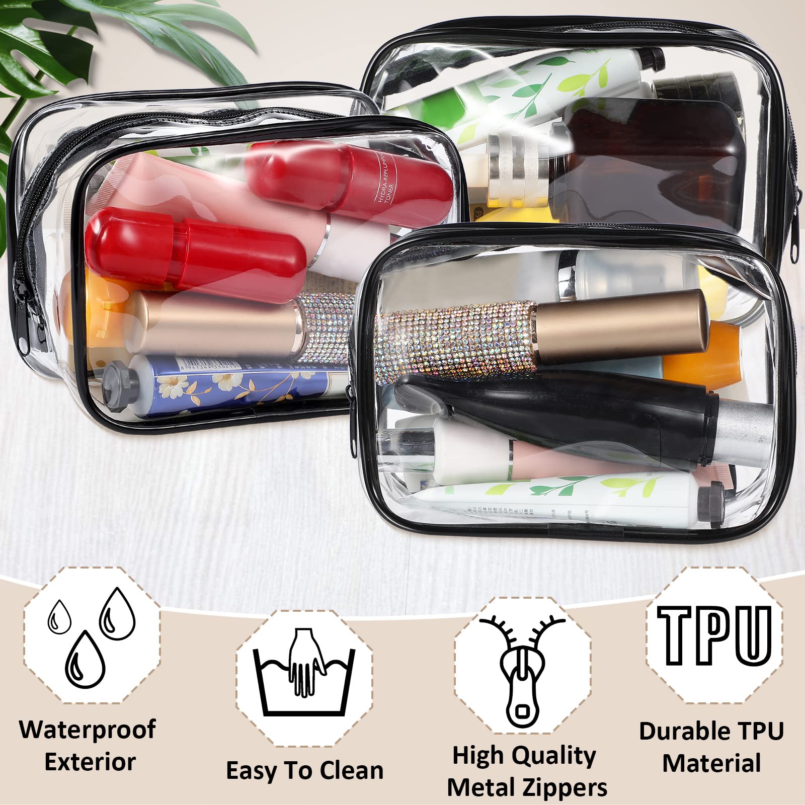 Weewooday 12 Pieces Clear Cosmetics Bag PVC Zippered Clear Toiletry Carry Pouch Portable Cosmetic Makeup Bag Waterproof Makeup Bag Vinyl Plastic - WoodArtSupply