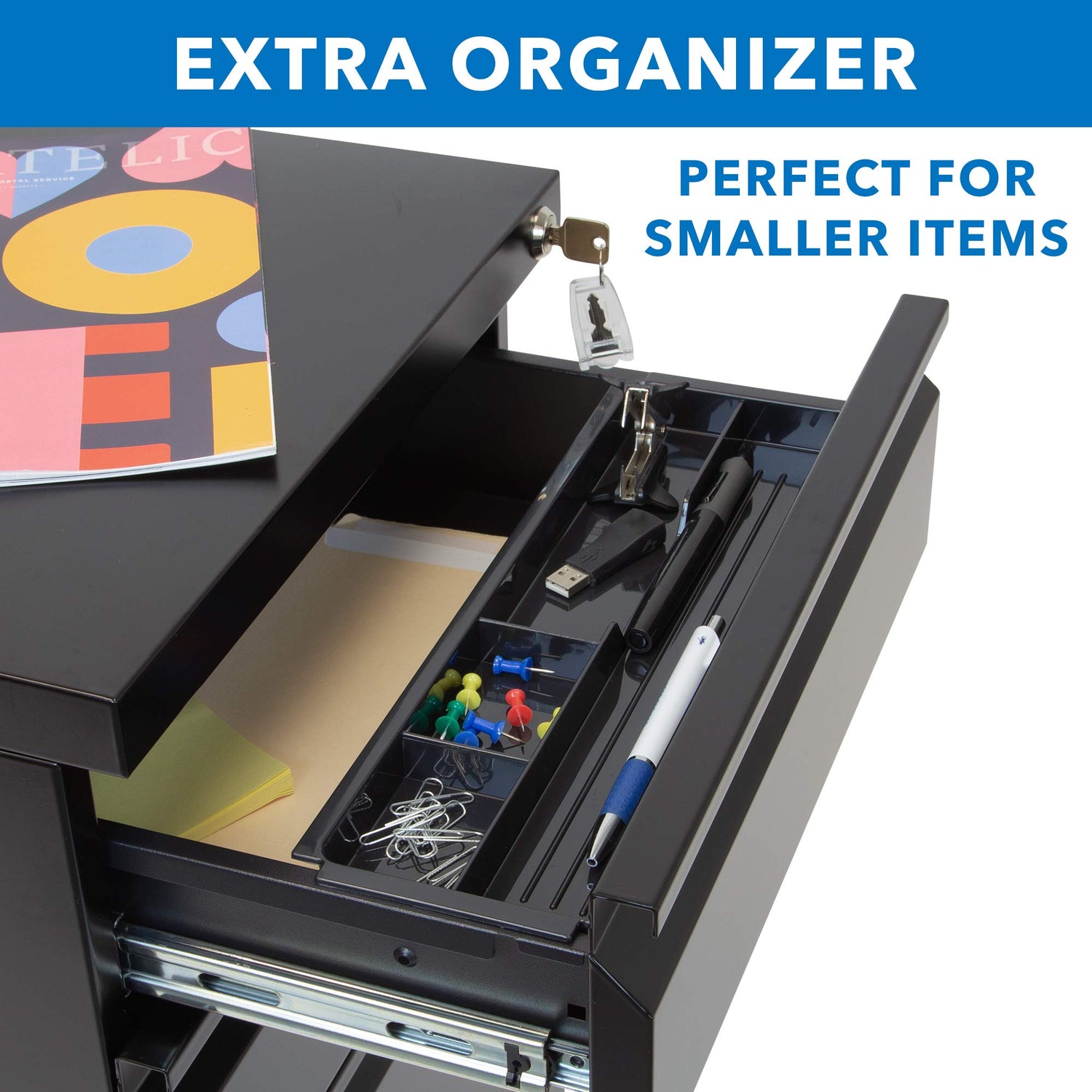 Mount-It! Mobile File Cabinet with 3 Drawers | Under Desk Rolling Storage with Lock for Supplies, Files, and Materials, Mobile Space Saving for Home Mount-It!