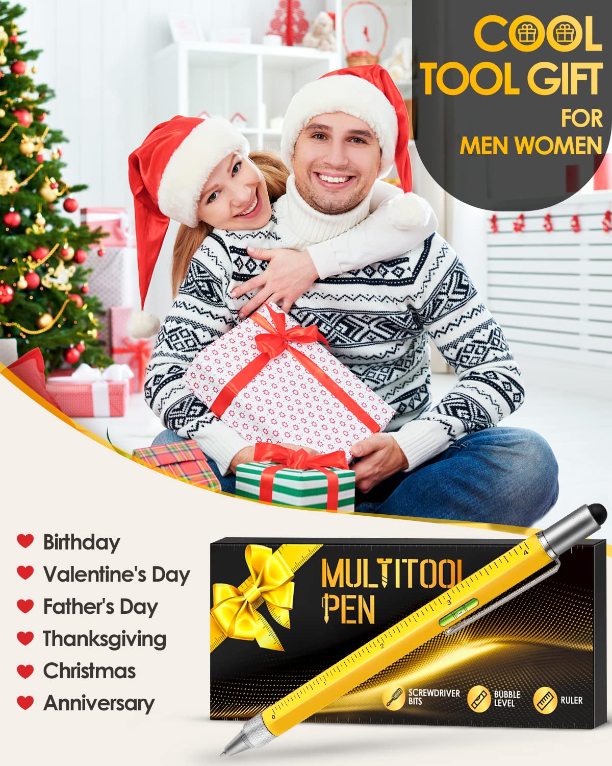 Stocking Stuffers for Men Multitool Pen - Christmas Gifts for Men Women Cool Tools Gadget for Dad Unique Birthday Gifts for Men Who Have Everything HANPURE