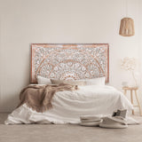 King Wood Headboard White Wash | Carved Full Headboard Only | Wooden Headboard Full Size Bed | Wall Mount Headboard King | Full Bed Headboard Panels KultureDeco