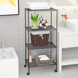 OVICAR 4-Tier Wire Storage Shelves, Adjustable Shelving Units with Wheels, Steel Metal Storage Rack for Kitchen Pantry Closet Laundry, Durable OVICAR