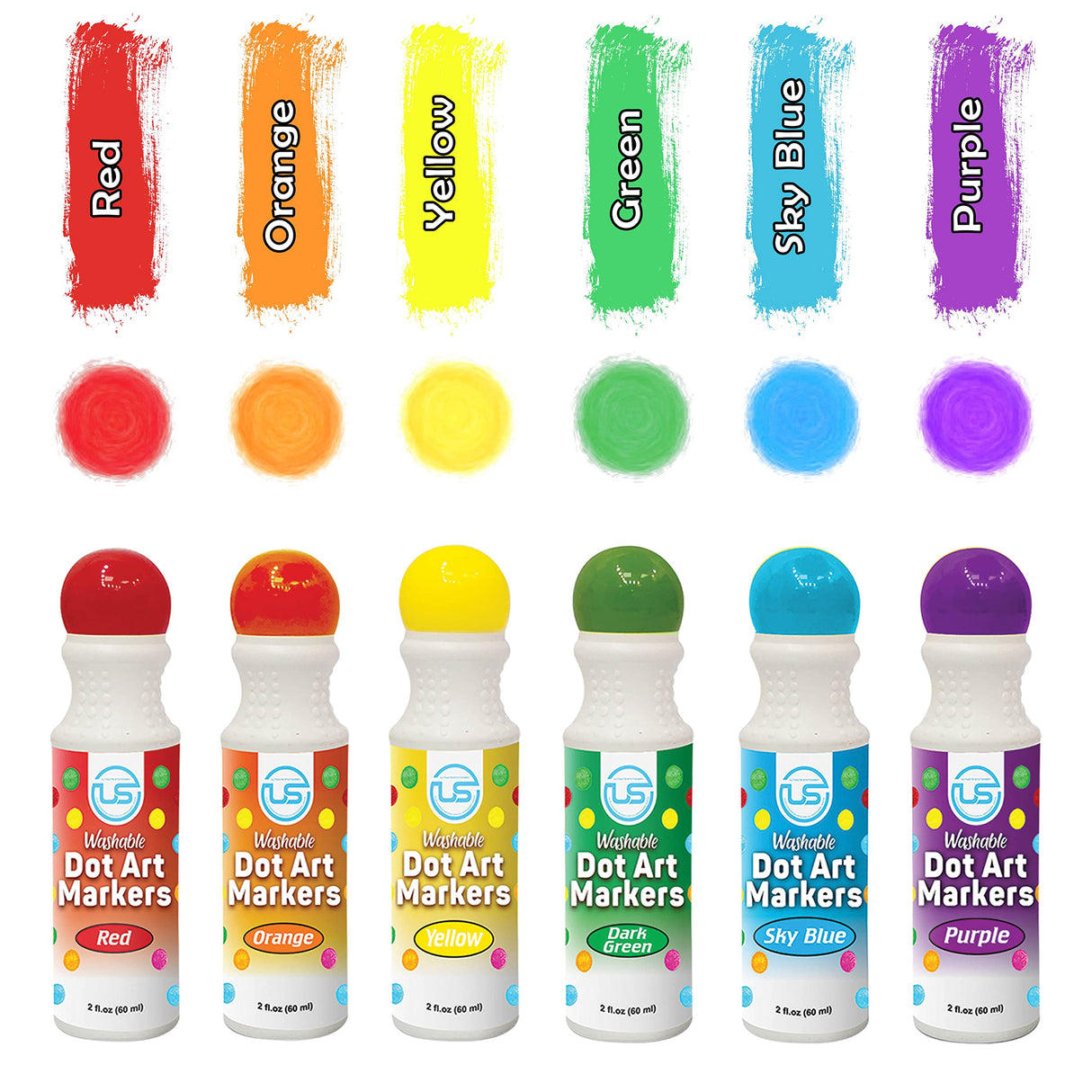 Ultimate Stationery Dot Markers | Bingo Daubers | Washable 6 Colors Dot Markers for Toddlers and Kids Dot Art. Toddler arts and crafts Ultimate Stationery