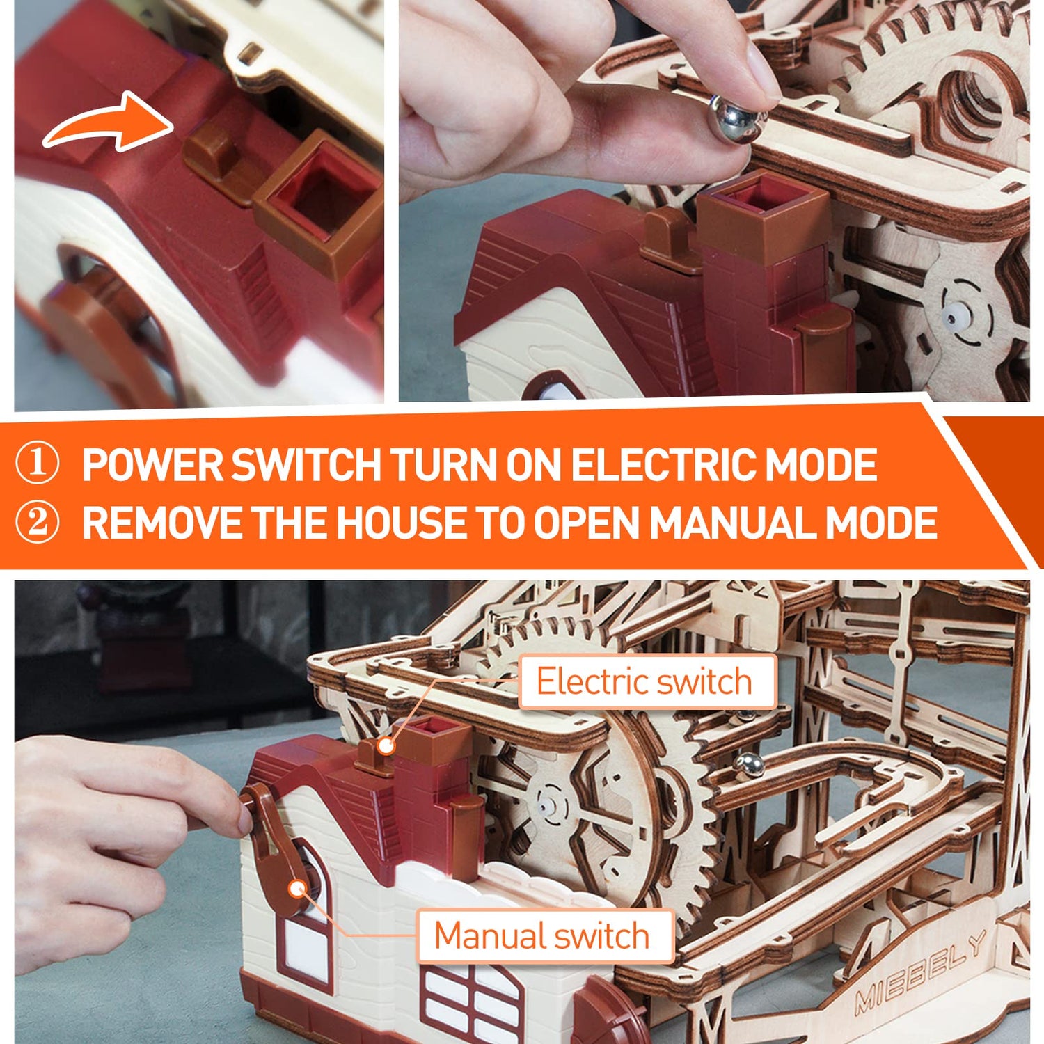 MIEBELY 3D Wooden Puzzles for Adults Bundle Set - Marble Run Model Building Kits & LED Carousel Music Box, Unique Gift Hobby for Boys Girls Family MIEBELY